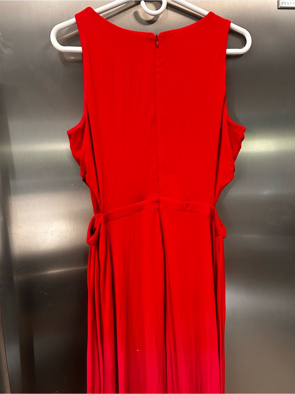 LOFT Red Sleeveless Maxi Dress with Side Tie